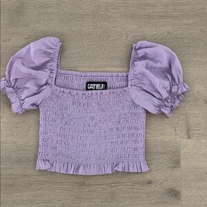 Katie J NYC Lavender Smocked Blouse